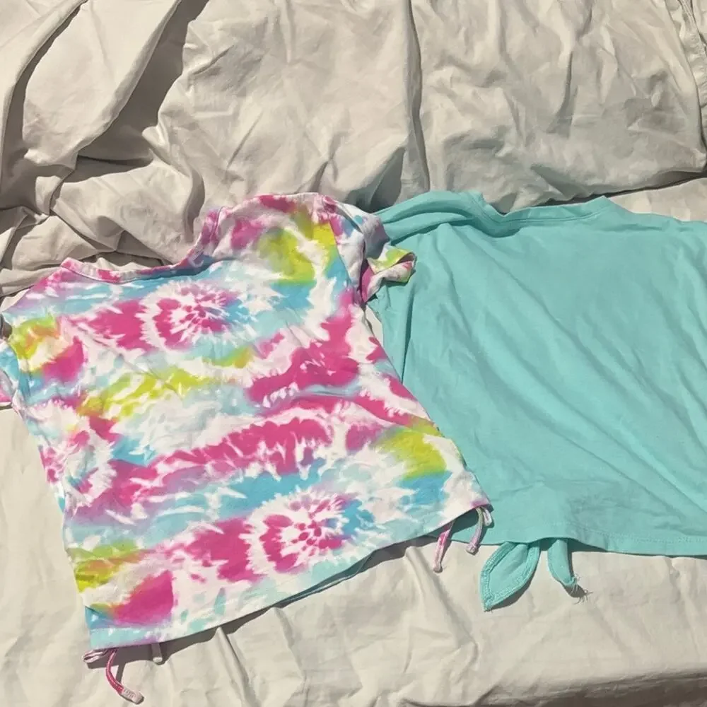 Children’s place 7/8 Colorful Tie-Dye and Blue Knot Kids Tops euc worn once